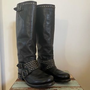 Frye Knee High Studded Boots